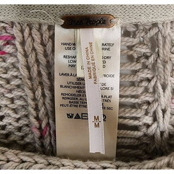 Free People Honey Cable Pullover Shell White Combo M $168 NWT NEW - Picture 3 of 6